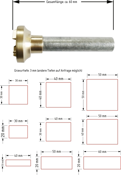 embossing stamp rectangle - sizes