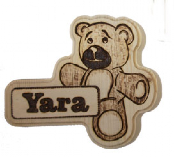 Wooden sign - bear - name tag